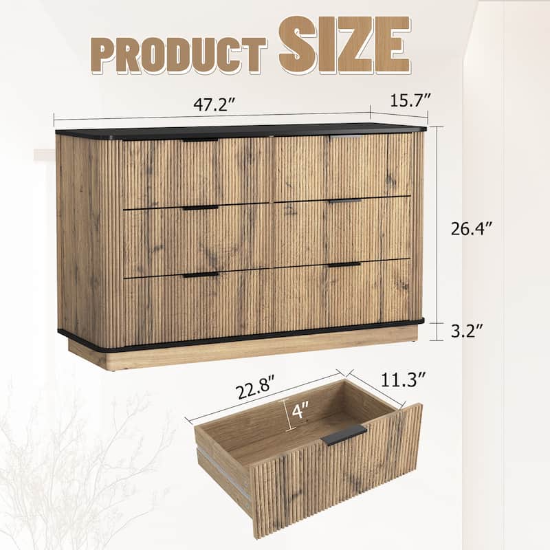 Six-Drawer Armoires, Storage Cabinet with Rounded Metal Corners, Accent Cabinet with Smooth-Glide Drawers