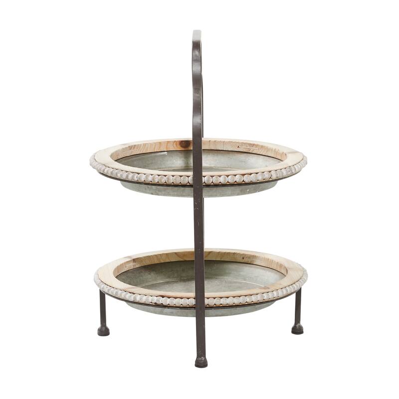 Gray Metal Beaded 2 Level Tiered Server - 16 x 15 x 20