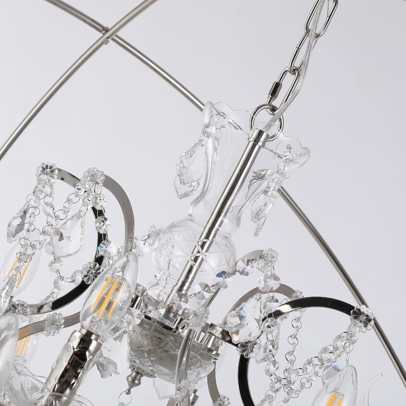 18-light Orb Design 43" Chandelier With Clear Crystals