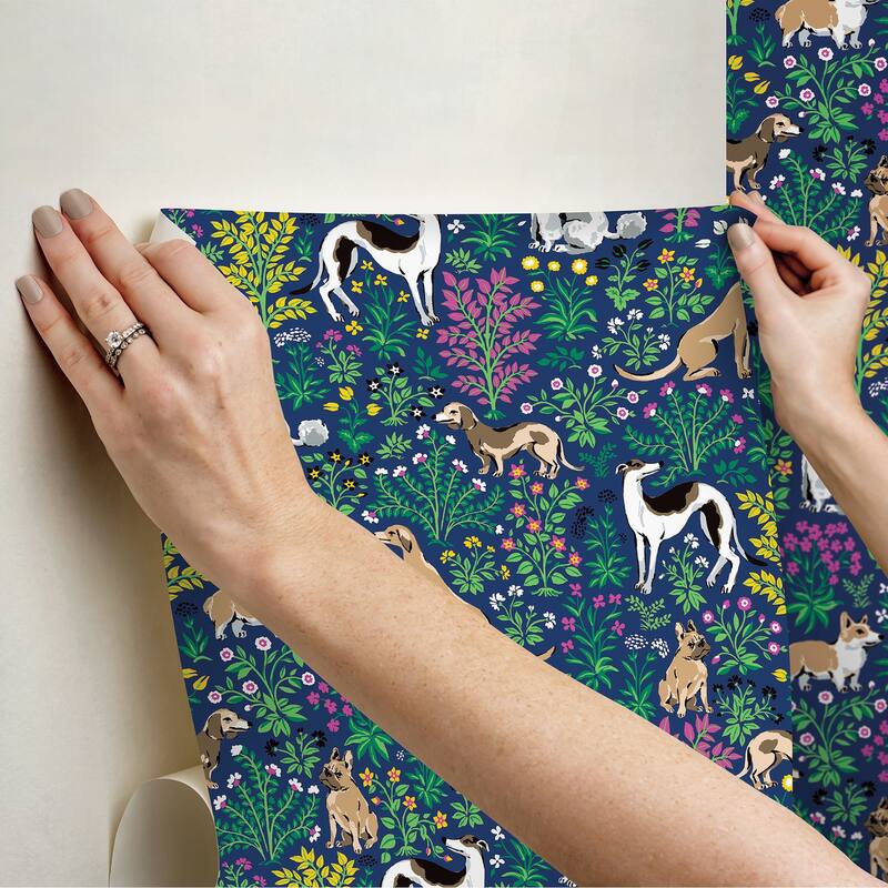 Printfresh Must Love Dogs Indigo Peel and Stick Wallpaper