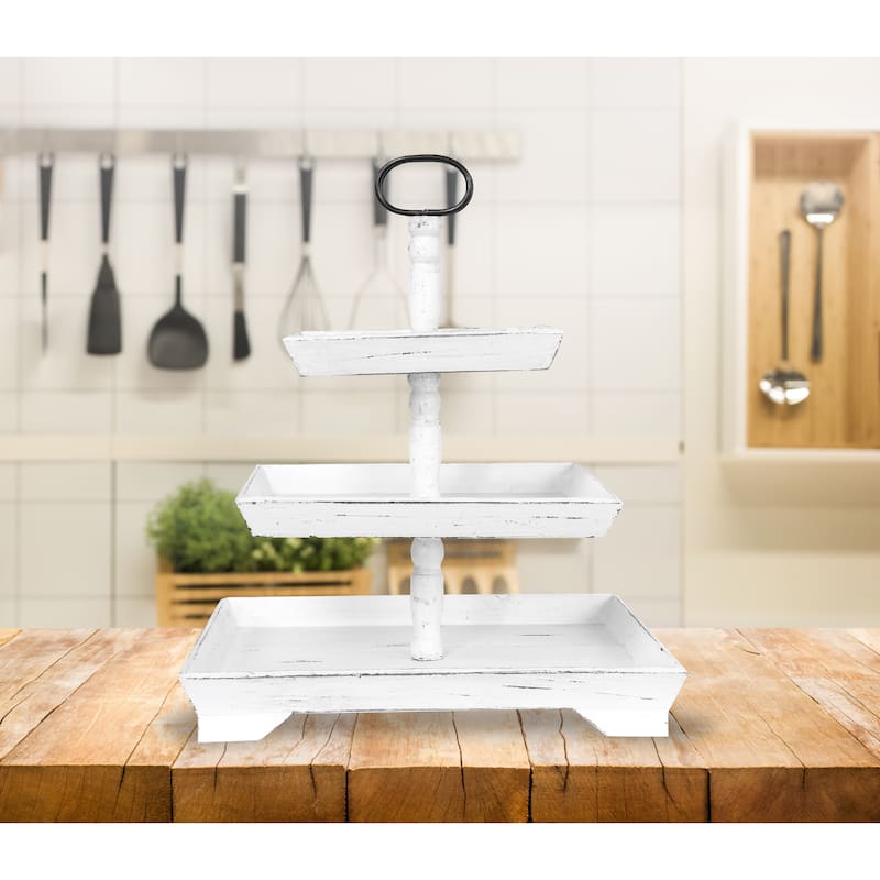 Decorative 3 Tier Tray - White
