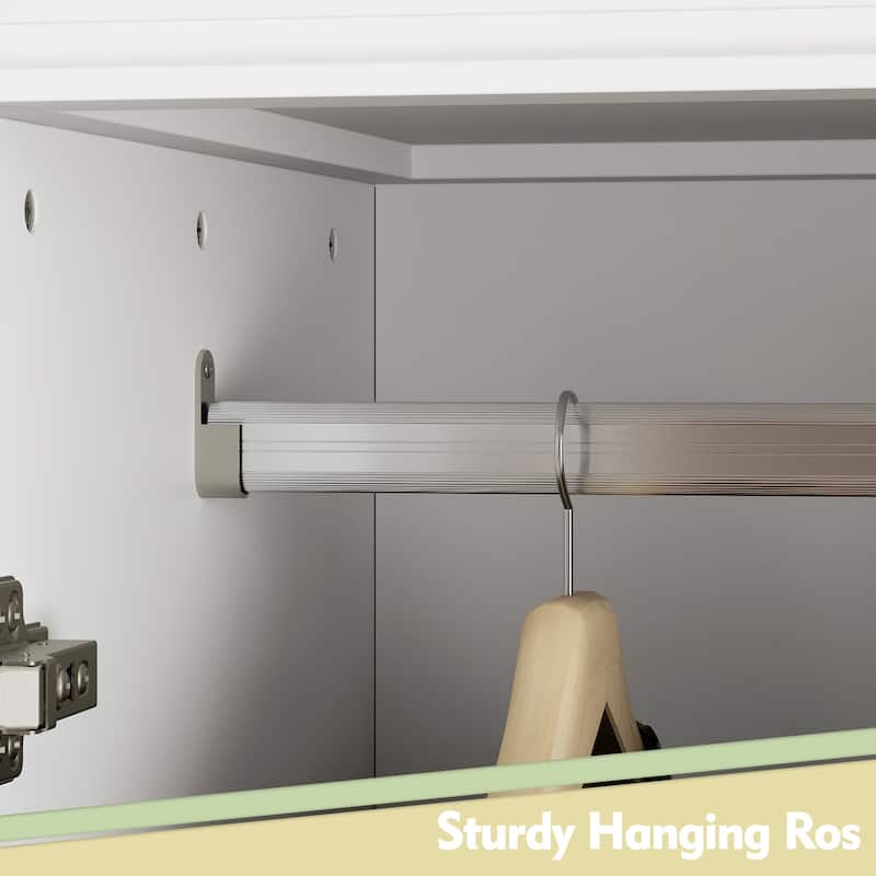 74.8"H Large Modular Wardrobe Cloest Armoire Cabinet Glass Door