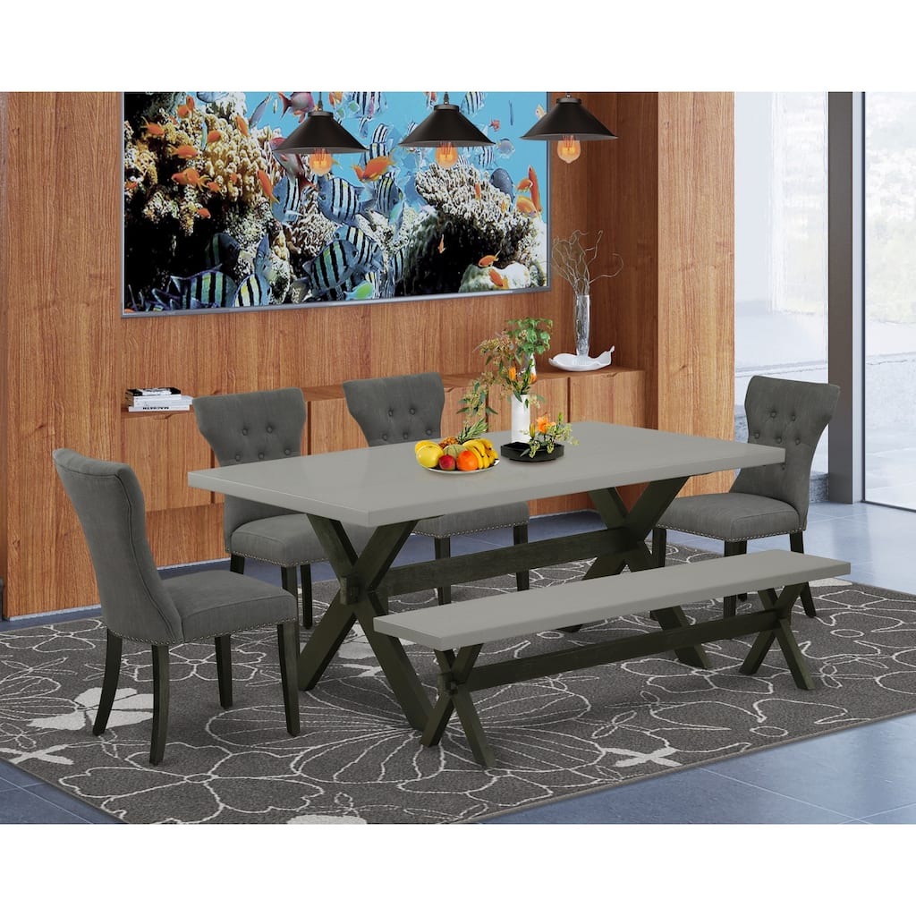 Kitchen Table Set 6-Piece - Hardwood Dining Set with 4 Chairs & Bench