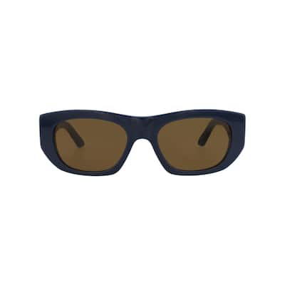 Alexander McQueen Square-Frame Recycled Acetate Sunglasses, Nicotine Lens, Shiny Solid Blue Frame