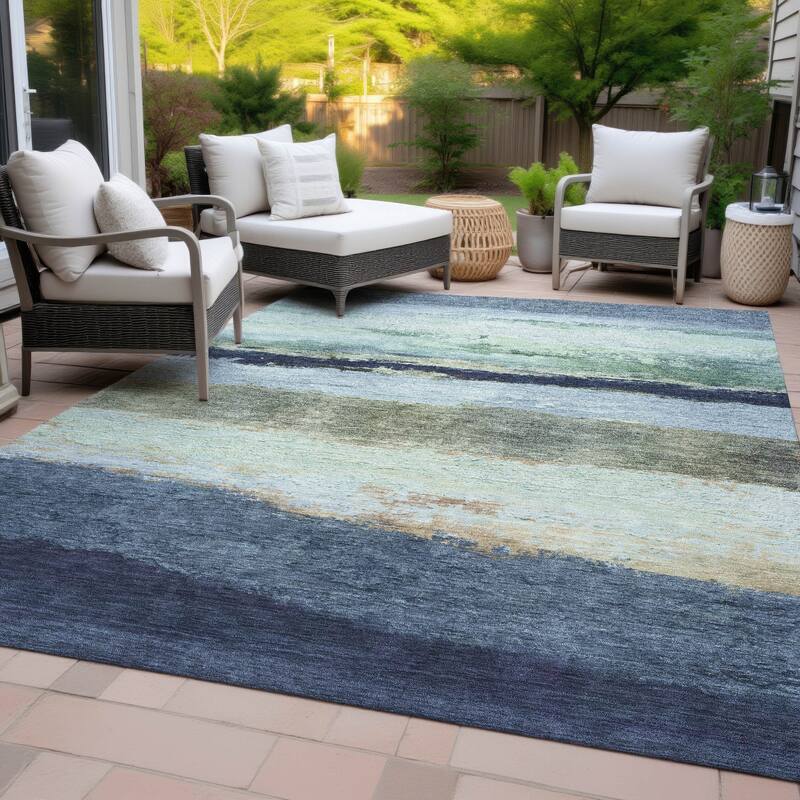 Machine Washable Indoor/Outdoor Watercolor Ombre Chantille Rug