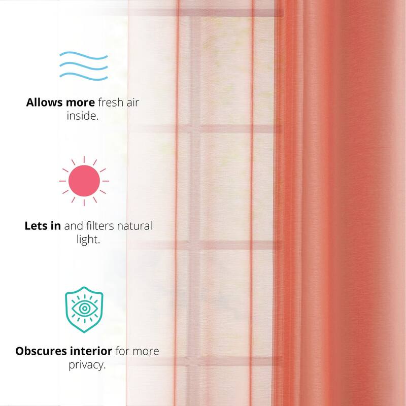HLC.me 2 Piece Semi Sheer Voile Window Curtain Drapes Grommet Top Panels Bedroom, Living Room - Set of 2 panels