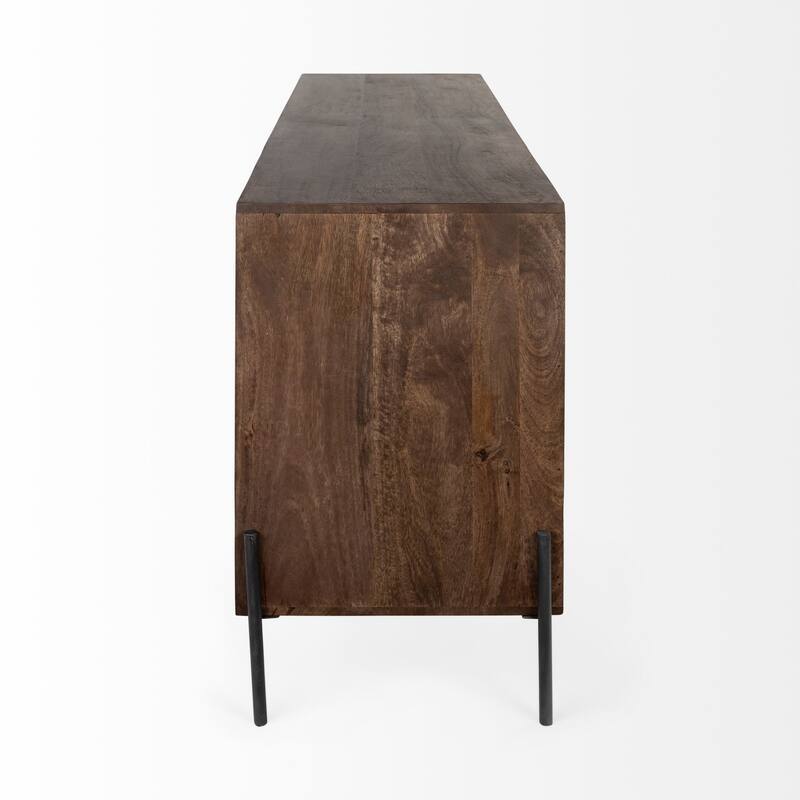 Glenn VI Medium Brown Solid Wood w/ Black Iron Trim Sideboard - 71.5L x 18.0W x 30.0H