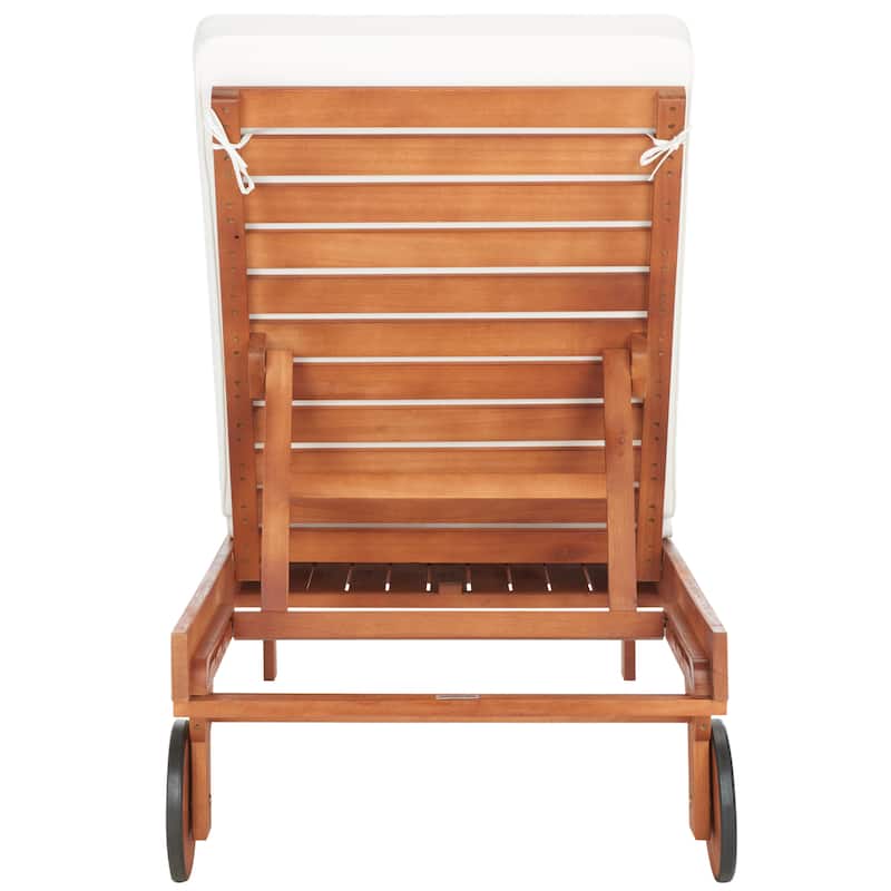 SAFAVIEH Outdoor Aubrie Adjustable Chaise Lounge Chair with Wheel.