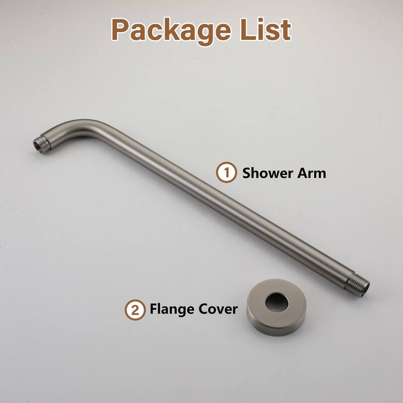 16 in. Round Wall Mount Standard Shower Arm and Flange