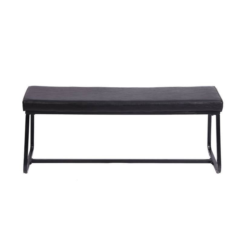 Porthos Home Remy Entryway Bench, PU Leather Upholstery, Iron Legs