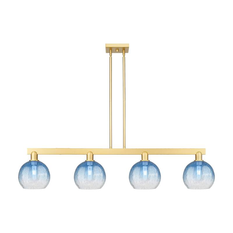 Innovations Lighting 716-4I-12-48 Brookhaven Globe Linear Brookhaven - Satin Gold / Sapphire Blue