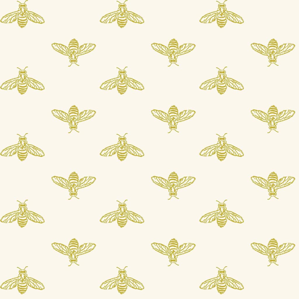 Joules Block Print Bee Antique Gold Wallpaper
