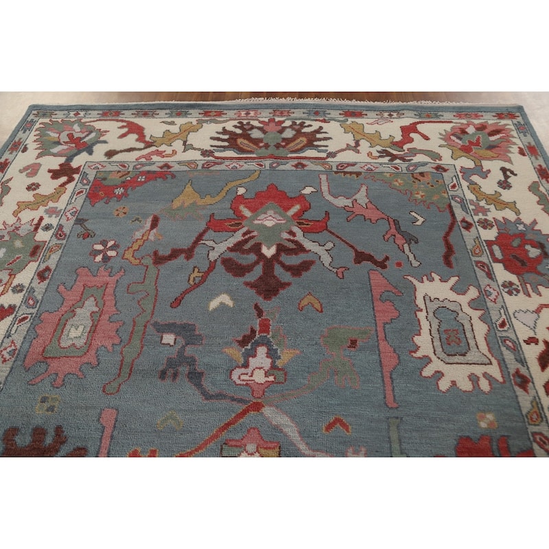 Blue Oushak Indian Area Rug Handmade Living Room Wool Carpet - 7'11"x 10'1"