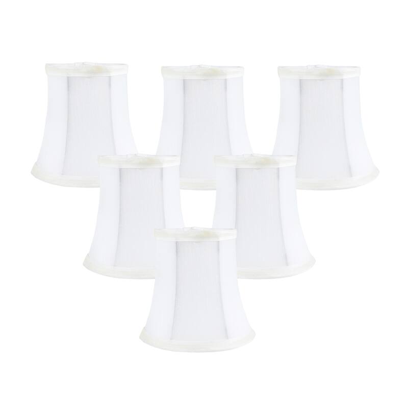 Meriville Faux Silk Clip On Chandelier Lamp Shades, 3.5-inch by 5-inch by 4.75-inch - Set of 6 - Off-White