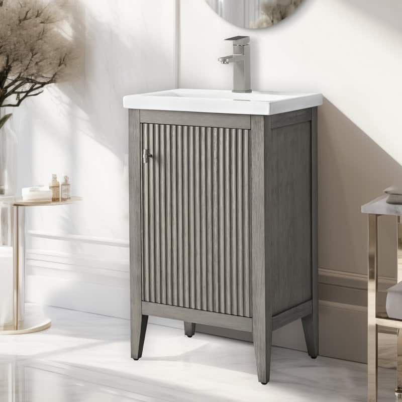 Vanity Art 20" Single Sink Bathroom Vanity Cabinet with Ceramic Top