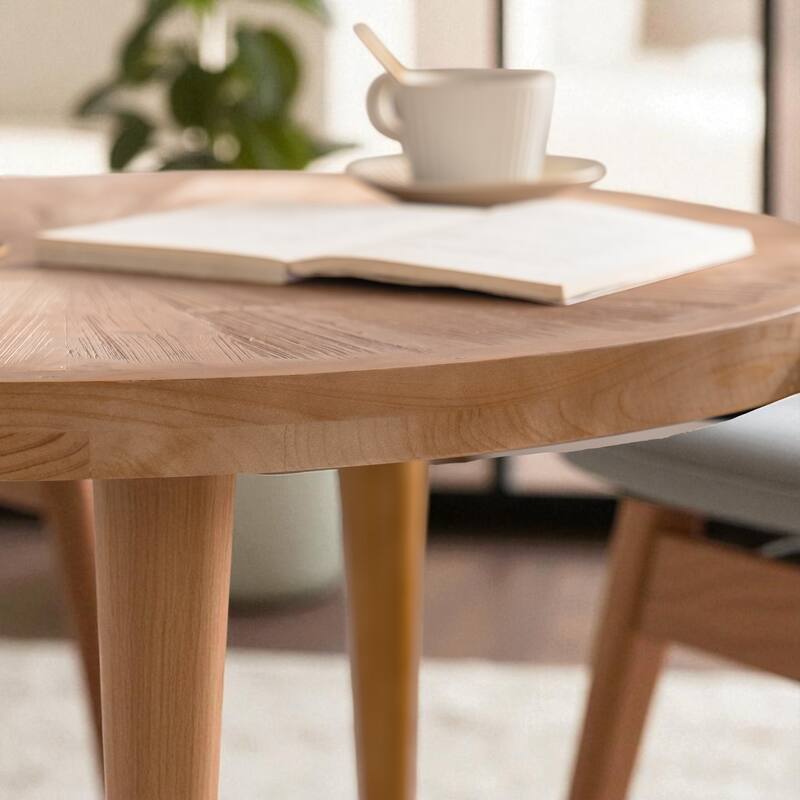 Round Rustic Wood Coffee Table - 36" Farmhouse Modern Center Table for Tea, Cocktail, Bedroom or Office