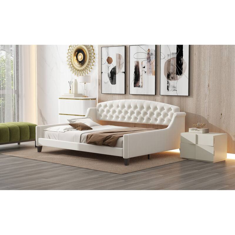 Velvet Daybed with Button Tufted Backrest