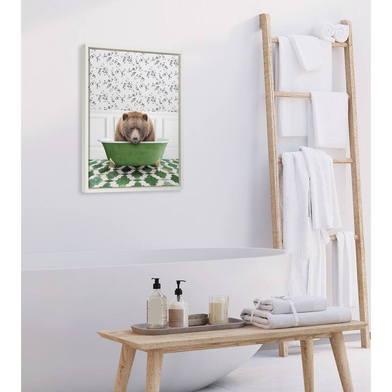Kate and Laurel Sylvie Big Bear In Eclectic Bath Canvas by Amy Peterson
