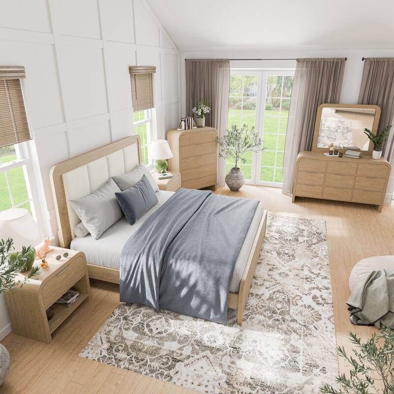 Furniture of America Elowyn 6-Piece Natural Wood Panel Bedroom Set - Queen