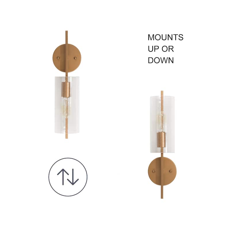Velus Modern Gold 1-Light Seeded Glass Bathroom Vanity Light