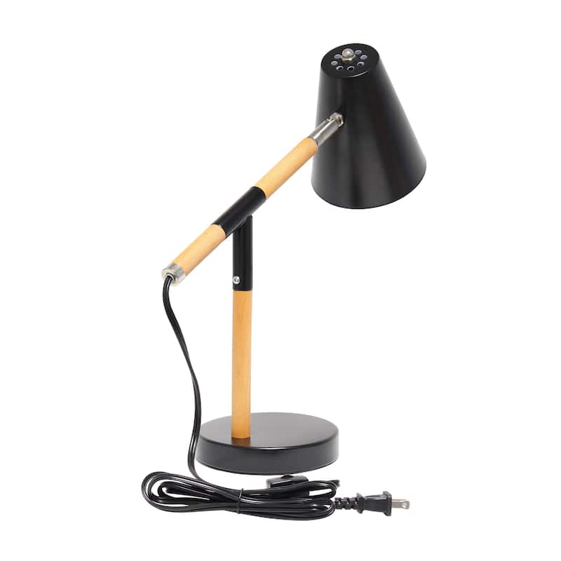 Simple Designs Matte and Wooden Pivot Desk Lamp - 16.13 X 5.50 x 15.50 (L x W x H)