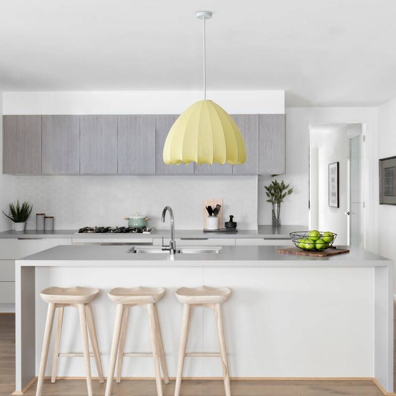 4-Light Pendant Light with Yellow Shade - Matte Painted Lighting Fixture for Living Room, Dining Room