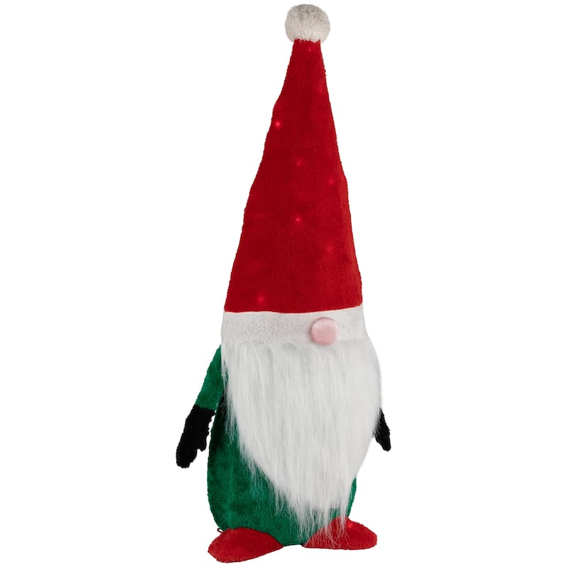 Lighted Red and Green Christmas Gnome Yard Decoration 35-inch - 35"