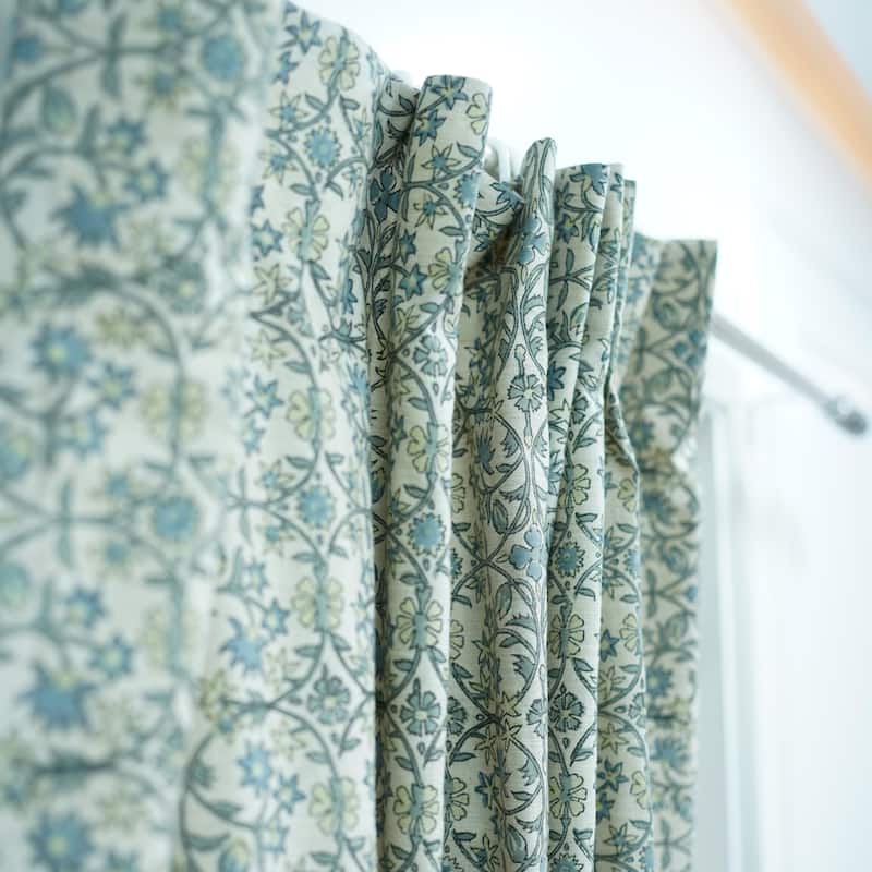 Fabdivine Floral Soft Linen Blend Fabric Kitchen Living Room Window Home Accent Décor Curtain