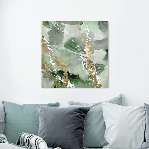 Oliver Gal Abstract Wall Art Canvas Prints 'Even More Love Green' Watercolor - Green, Gold