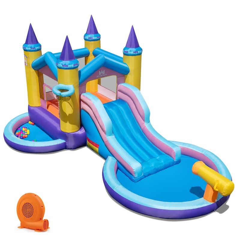 6-in-1 Inflatable Kids Water Park with 678W Blower - 197" x 115.5" x 92"
