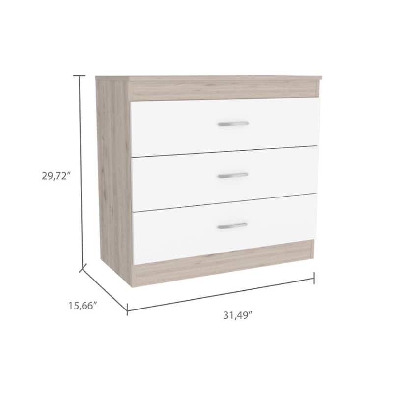 3 Drawer Dresser, Superior Top, Metal Hardware