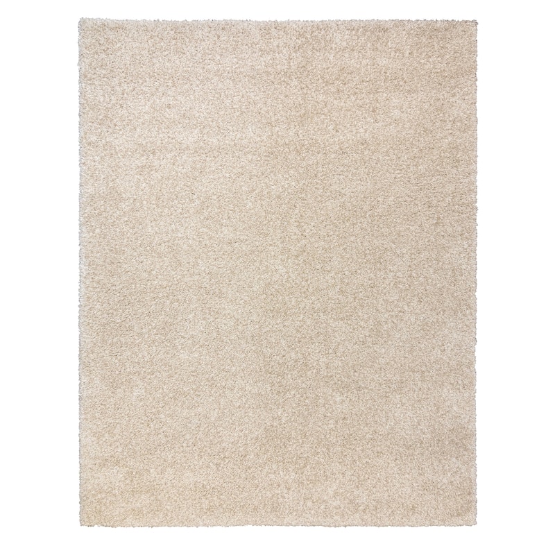 Gertmenian Zurich Modern Bohemian Plush Soft 2" Polypropylene Shag Area Rug - 9' 6" x 13' 1" - Solid Ivory - Rectangle