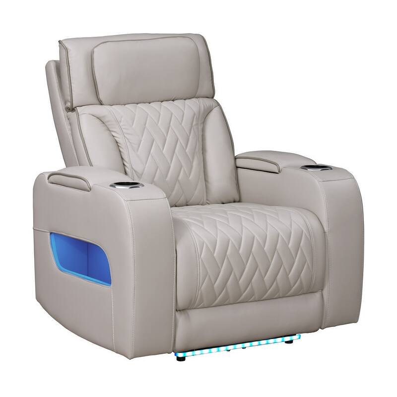 Jazz 37"W Leather Aire Transformer Power Reclining Chair w/Power Headrest, LED Lights, USB & USB-C Ports, Storage & Cupholders