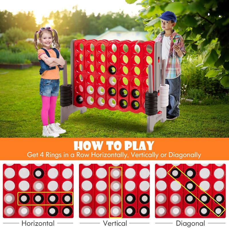 Gymax Jumbo 4-to-Score Game Set 4 in A Row Kids Adults w/ 42 Jumbo