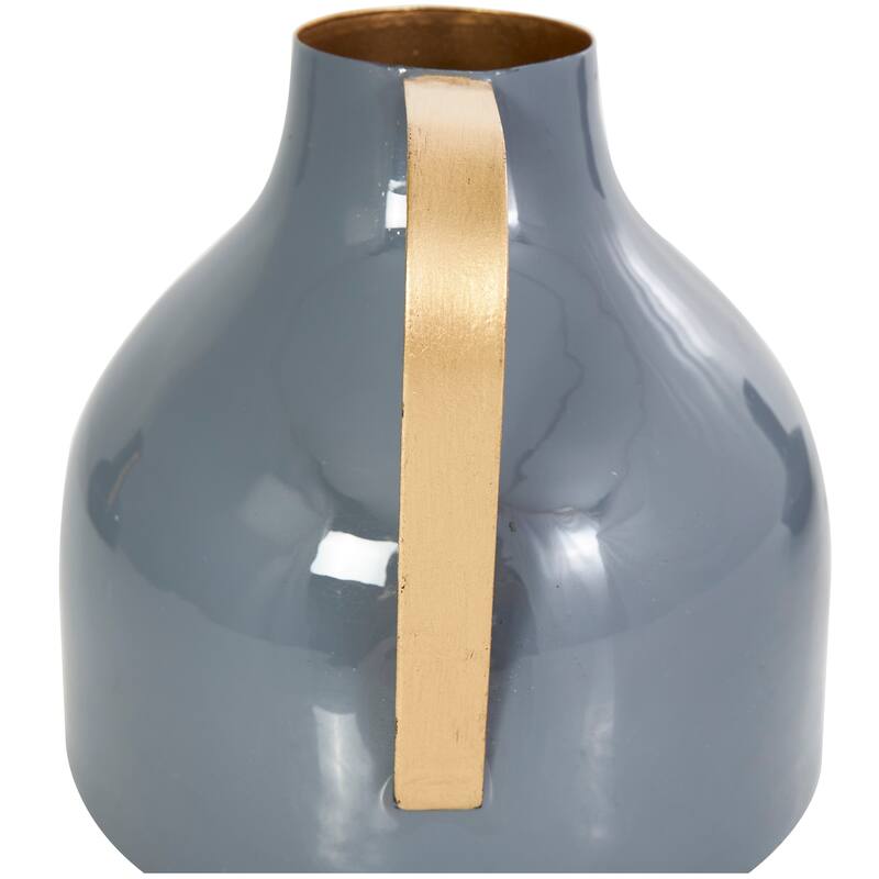 CosmoLiving by Cosmopolitan Metal Enameled Abstract Vase with Varying Shapes and Geometric Gold Handles (Set of 3)