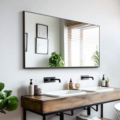 Modern Thin Frame Wall-mounted Vanity Mirror (Set Of 2） - 47*22