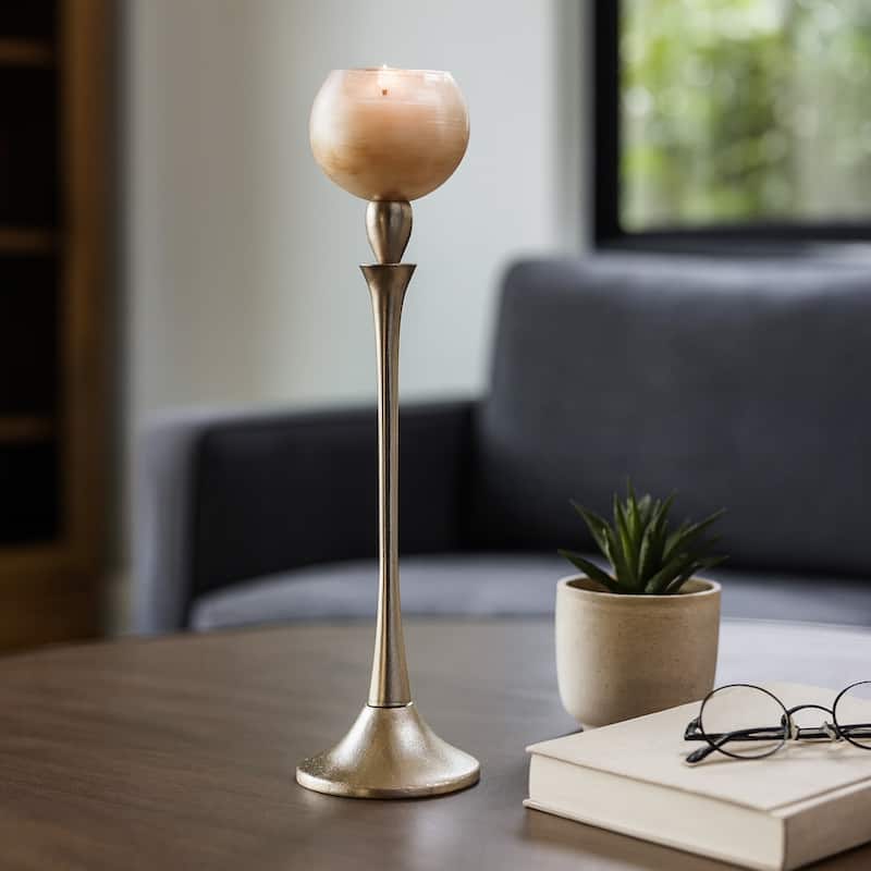 Glass Metal Goblet Votive Candle Holder - White, 20 in. - 20.0"