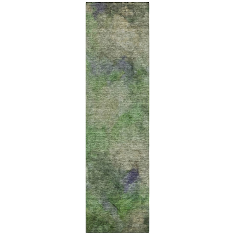 Machine Washable Indoor/ Outdoor Abstract Contemporary Chantille Rug
