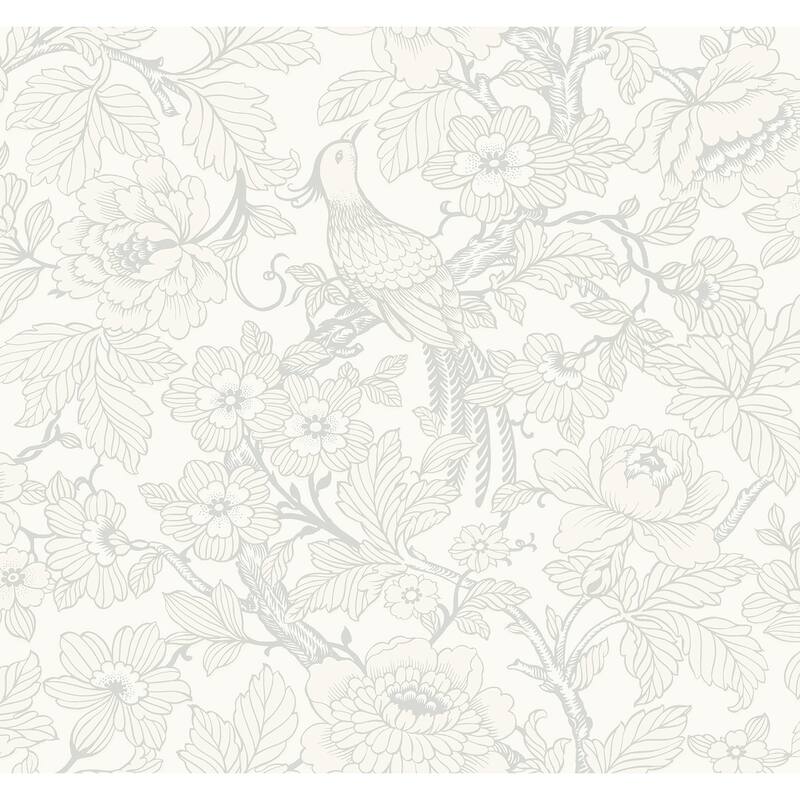 A-Street Prints Beaufort Dove Peony Chinoiserie Wallpaper