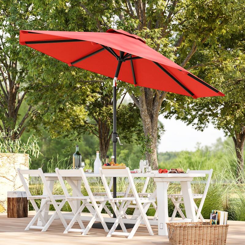 BONOSUKI Patio 9FT Market Umbrellas and Shade, Table Umbrella for Patio and Outdoor With Tilt Button, Anthracite Gray