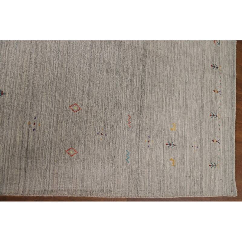 Gabbeh Oriental Area Rug Hand-Knotted Wool Carpet - 8'0"x 9'8"