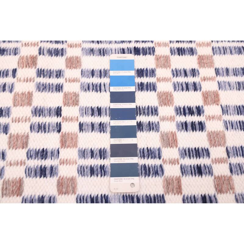 ECARPETGALLERY Flat-Weave Nevada Navy Wool Kilim - 5'2 x 7'7