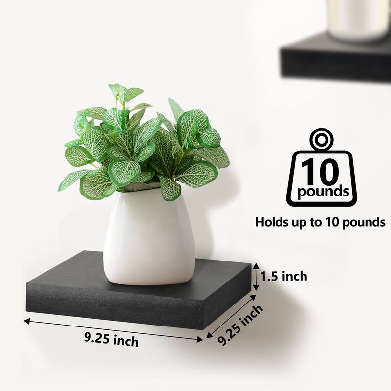 Floating Shelf Square Invisible Mounting (4 Pack) - 9.25" L X 9.25" W 1.5"H