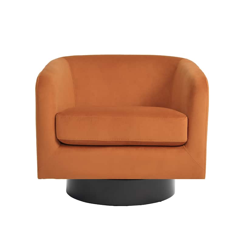 360-Degree Swivel Round Barrel Velvet Armchair Accent Chairs