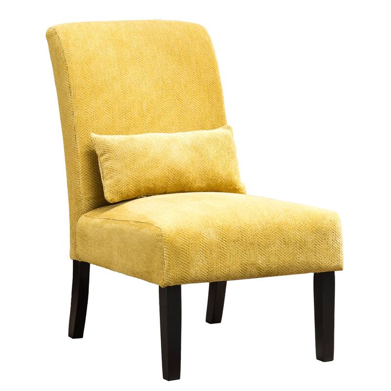 Modern 31.75" High Back Polyester Upholstered Accent Chair with Pillow and Tapered Legs
