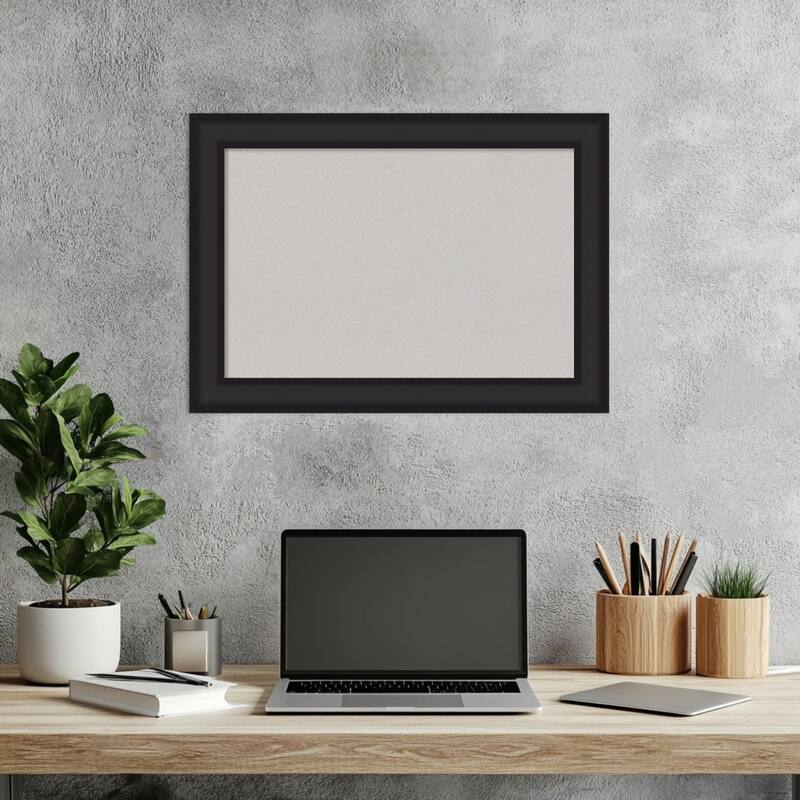 Oliver Black Narrow Wood Framed Cork Board - Bulletin Board, Organization Board, Pin Board