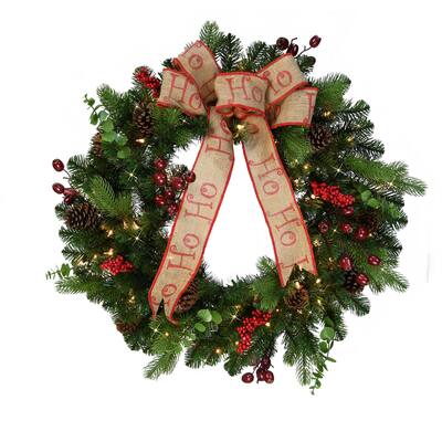 Puleo International 30 inch Prelit Decorated wreath