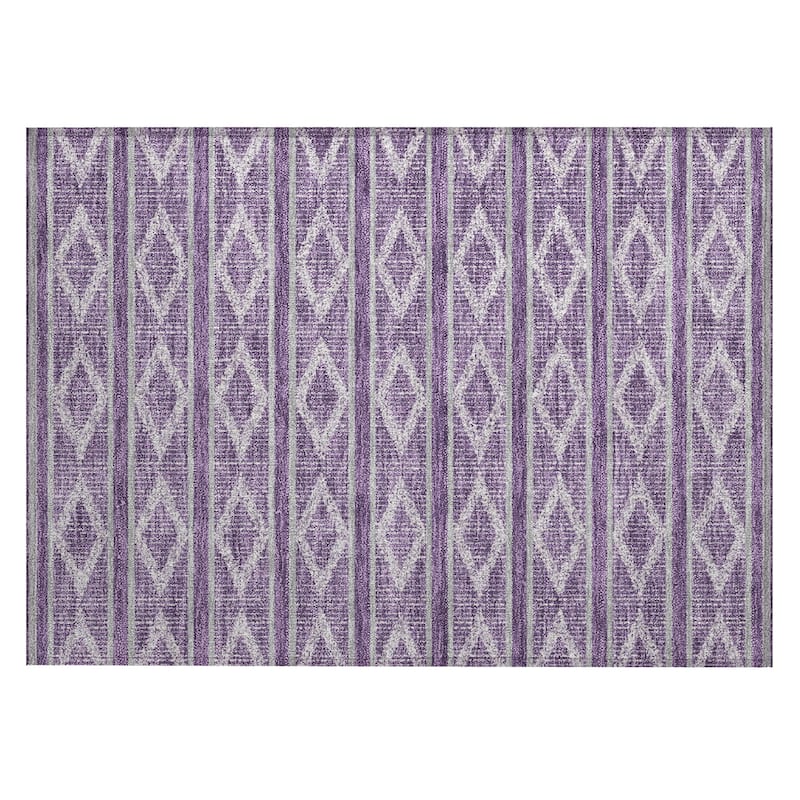 Machine Washable Indoor/ Outdoor Diamond Stripe Chantille Rug