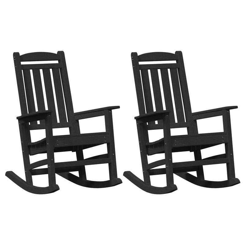 vidaXL Garden Rocking Chairs 2 pcs Black 27.6x36.2x42.5 in HDPE - 27.6 x 36.2 x 42.5