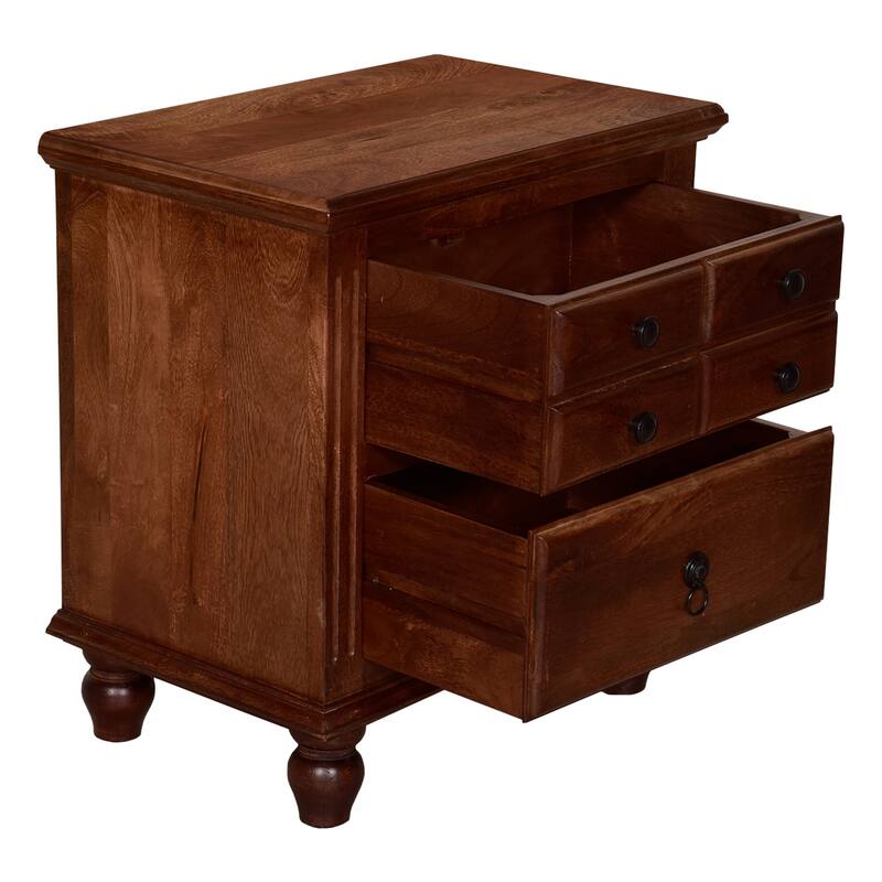 Walnut Brown 2 Drawer 24 in. W Nightstand with Sturdy Knob Pulls